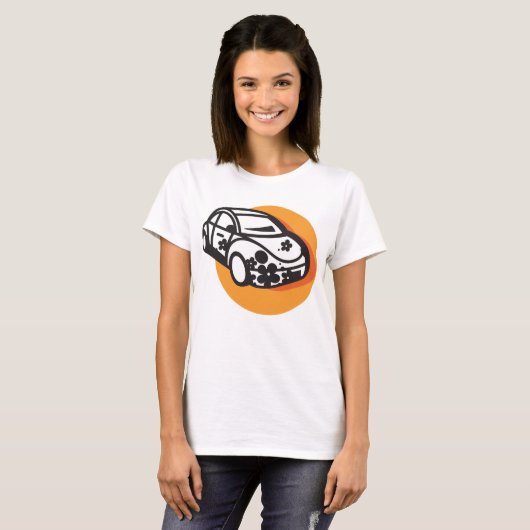 Flower Power Car Schattigee Hippie-stijl T-shirt (Voorkant volledig)