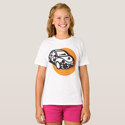 Flower Power Car Schattigee Hippie-stijl T-shirt (Voorkant volledig)