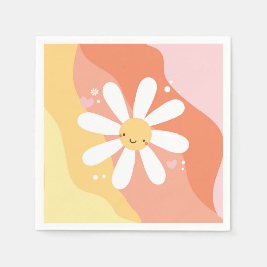 Flower Power Daisy 60's Hippie feestservetten Servet (Voorkant)