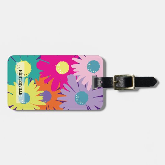 Flower Power Daisy Retro 60s Geïnspireerd Bold Flo Bagagelabel (Voorkant horizontaal)
