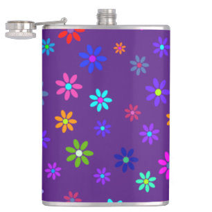 Flower Power Douche - gekleurd patroon 1 Heupfles