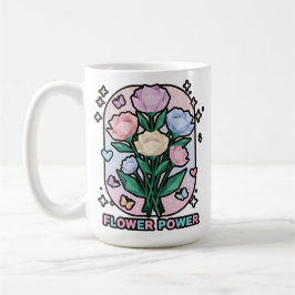 Flower Power Eenvoudige Kleurrijke Cartoon Tekenin Koffiemok