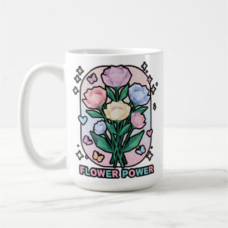 Flower Power Eenvoudige Kleurrijke Cartoon Tekenin Koffiemok