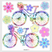 Flower Power-fietsen en bloemen Sticker (Vel)
