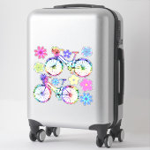 Flower Power-fietsen en bloemen Sticker (Koffer)