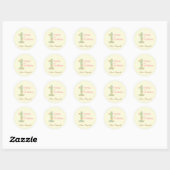 Flower Power First Birthday Favor Sticker - Roze (Vel)