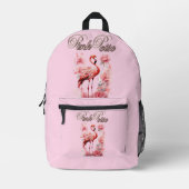 Flower Power Flamingo | Roze & Bloemontwerp Bedrukte Rugzak (Voorkant)