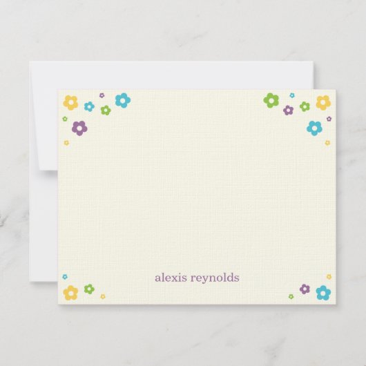 Flower Power Flat Thank You Card - Paarse Bedankkaart (Voorkant)