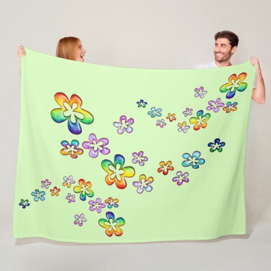 Flower Power Floating Blossoms 1a Fleece Deken (In situ)