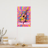 Flower Power Gitaar Pop Art Poster (Keuken)
