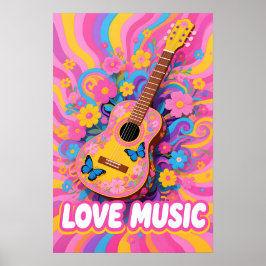 Flower Power Gitaar Pop Art Poster