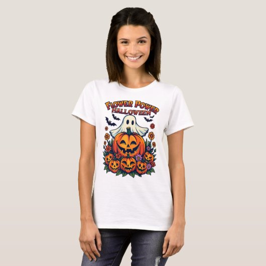 Flower Power Halloween T-shirt (Voorkant volledig)