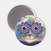  Flower Power Hippie Cat Magnet (Voorkant / Achterkant)