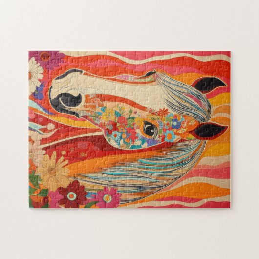 Flower Power Horse Legpuzzel (Horizontaal)