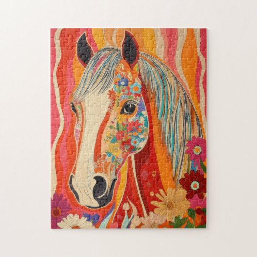 Flower Power Horse Legpuzzel (Verticaal)