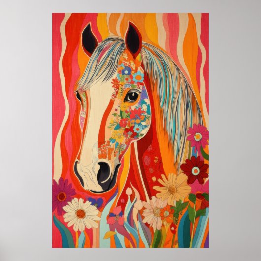 Flower Power Horse Poster (Voorkant)