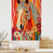 Flower Power Horse Poster (Keuken)