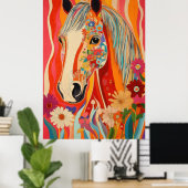 Flower Power Horse Poster (Thuiskantoor)