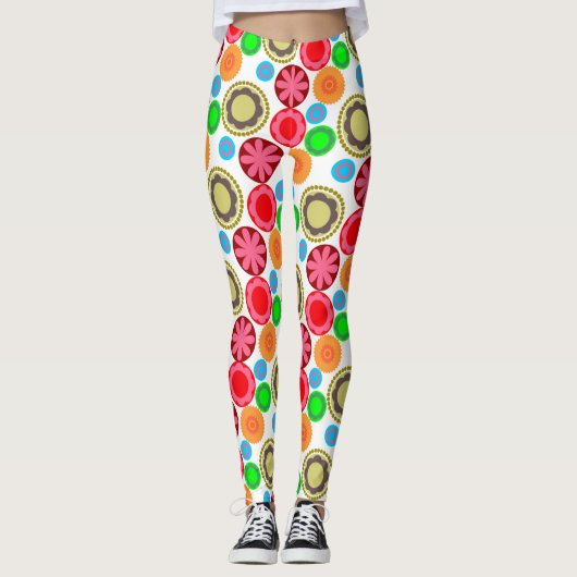 Flower Power in Rows 002 Broeklegging Leggings (Voorkant)