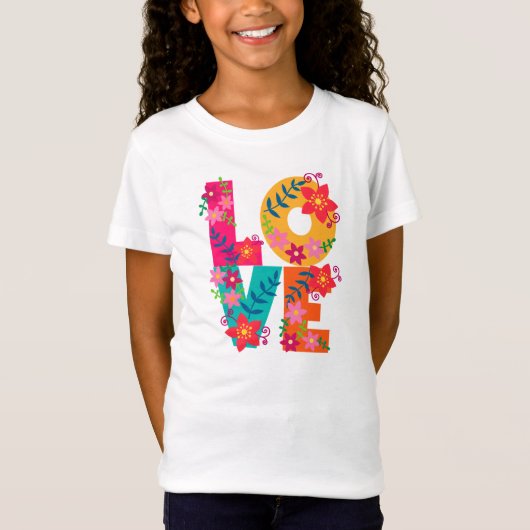 Flower power Love t-shirt L.O.V.E. (Voorkant)