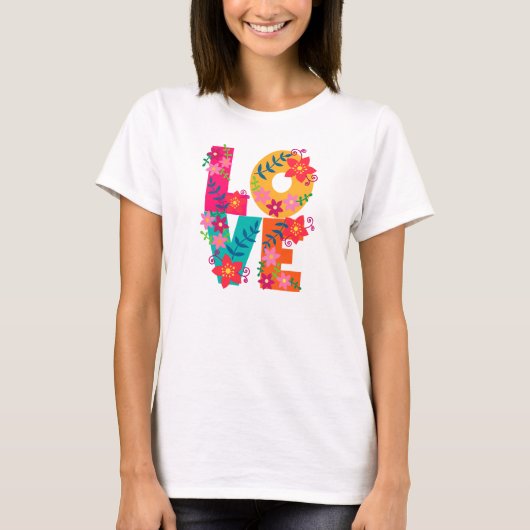 Flower power Love t-shirt L.O.V.E. (Voorkant)