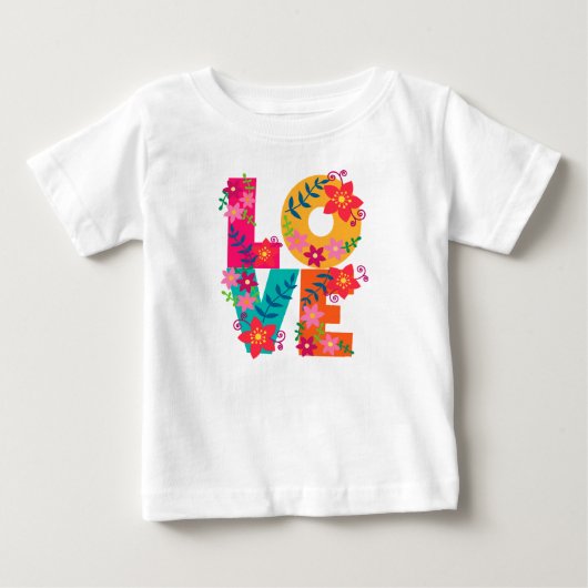 Flower power Love t-shirt L.O.V.E. (Voorkant)