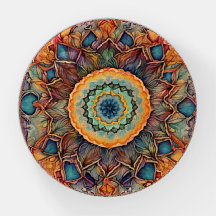 Flower Power Mandala Glas Paperweight