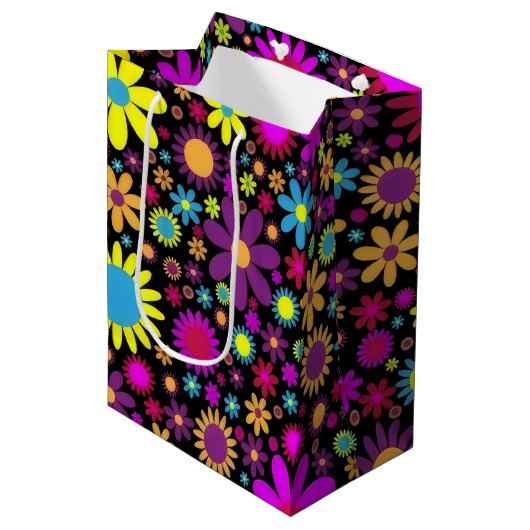 Flower Power Medium Cadeauzakje (Voorkant Gekanteld)