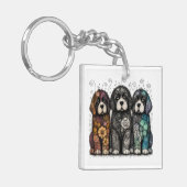 Flower Power Newfies Sleutelhanger (Voorkant Links)