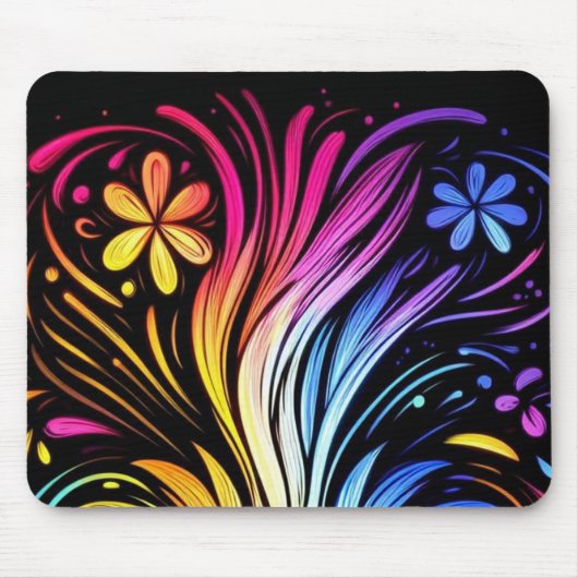 Flower Power on a 1970s Style Desktop Computer Muismat (Voorkant)