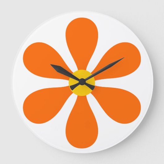 Flower Power - oranje Grote Klok (Voorkant)