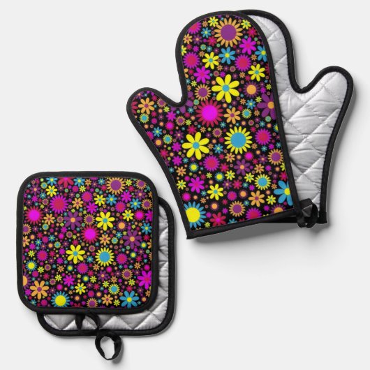 Flower Power Ovenwant & Pannenlap Set (Voorkant / Achterkant)