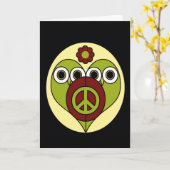 Flower Power Owls Wenskaart Kaart (Gele Bloem)