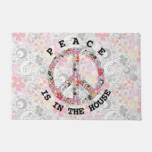 Flower Power Peace-teken I + uw backgr. en ideeën Deurmat (Voorkant)
