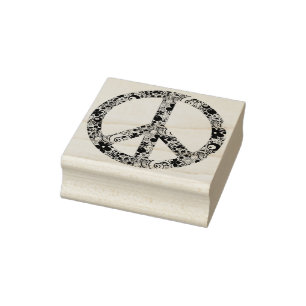 Flower Power Peace-teken II + uw backgr. en ideeë Rubberstempel