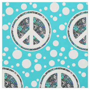 Flower Power Peace-teken II + uw backgr. en ideeë Stof