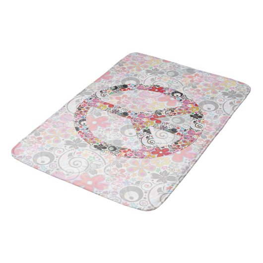 Flower Power Peace-teken II + uw backgr. en ideeën Badmat (Gekanteld)