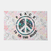 Flower Power Peace-teken II + uw backgr. en ideeën Deurmat (Voorkant)