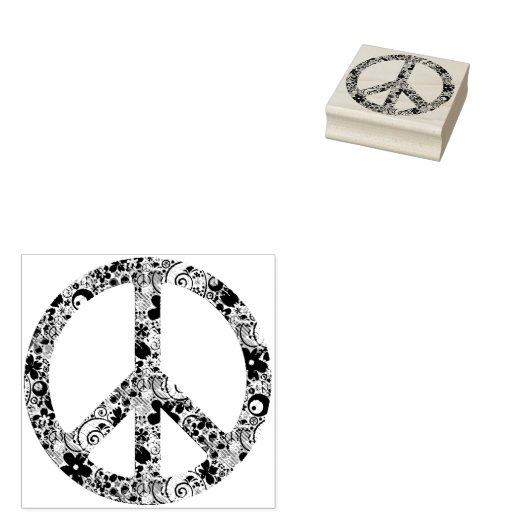 Flower Power Peace-teken II + uw backgr. en ideeën Rubberstempel (Gestempeld)