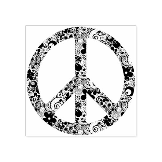 Flower Power Peace-teken II + uw backgr. en ideeën Rubberstempel (Afrduk)