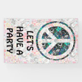 Flower Power Peace-teken II + uw backgr. en ideeën Spandoek (Horizontaal)