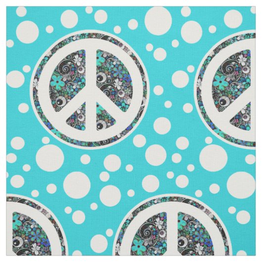 Flower Power Peace-teken II + uw backgr. en ideeën Stof (Swatch)