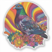 Flower Power Pigeon Sticker (Voorkant)