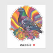 Flower Power Pigeon Sticker (Vel)