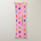 Flower Power Pink gepersonaliseerd Lichaamskussen (Voorkant Verticaal)