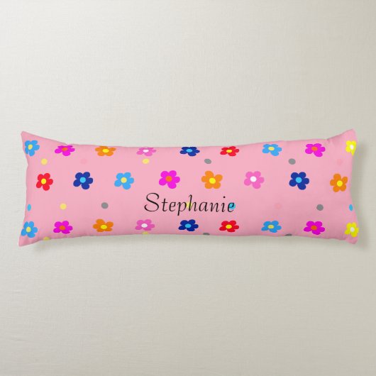 Flower Power Pink gepersonaliseerd Lichaamskussen (Voorkant)