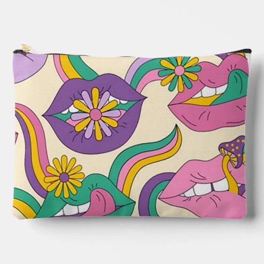 "Flower Power" print cosmetische tas (Voorkant)