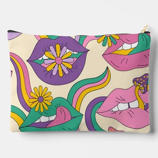"Flower Power" print cosmetische tas (Achterkant)