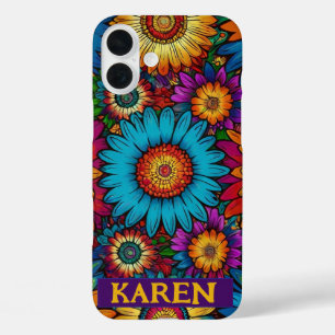 Flower Power Psychedelic Retro 60s Hippie Gift iPhone 16 Plus Hoesje