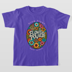 Flower Power Retro 60's Custom Girls T-shirt
